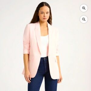 Pink Women's Blazer scrunch sleeves with buttons